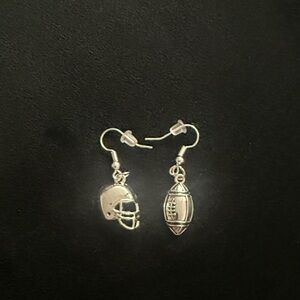 Silver Football Helmet Earrings